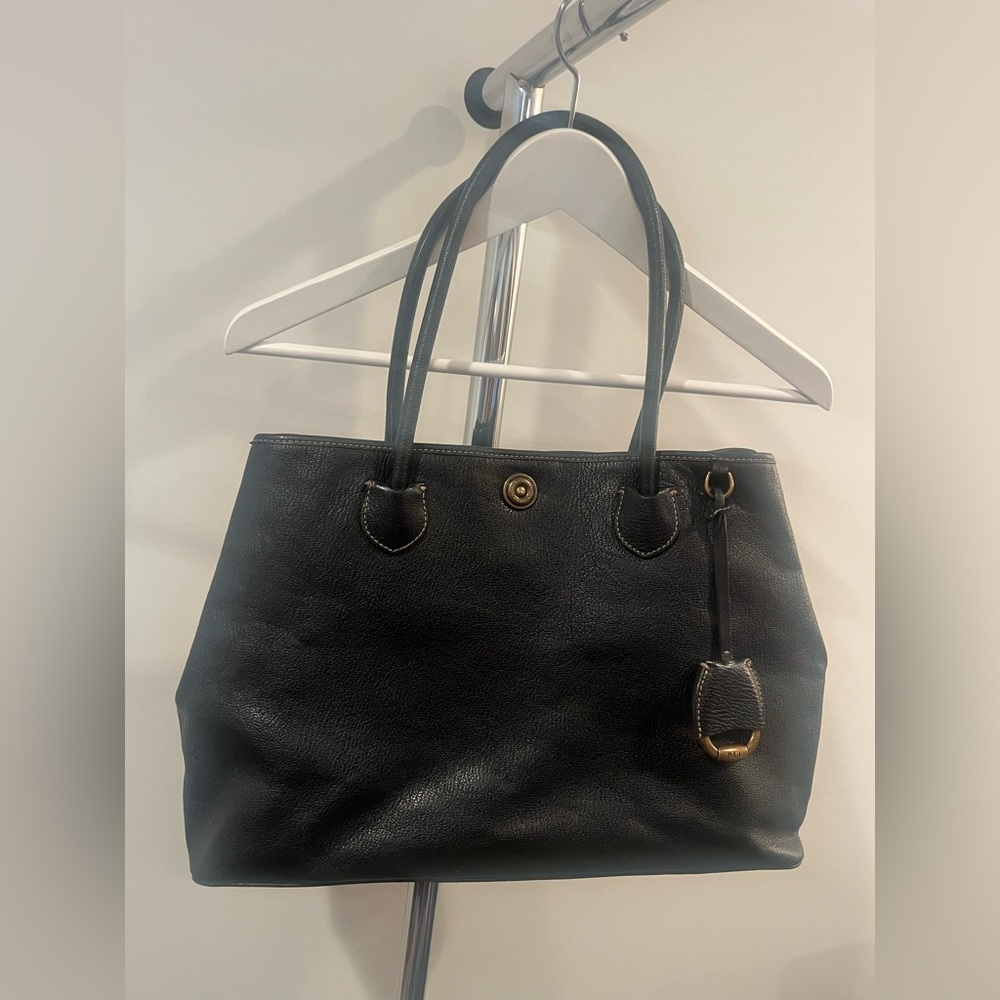 Black Leather Ralph Lauren Tote Bag